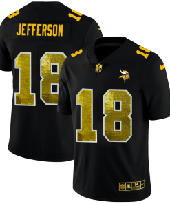 Minnesota Vikings #18 Justin Jefferson Black Nike Golden Sequin Vapor Limited NFL Jersey