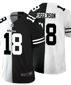Minnesota Vikings #18 Justin Jefferson Black V White Peace Split Nike Vapor Untouchable Limited NFL Jersey