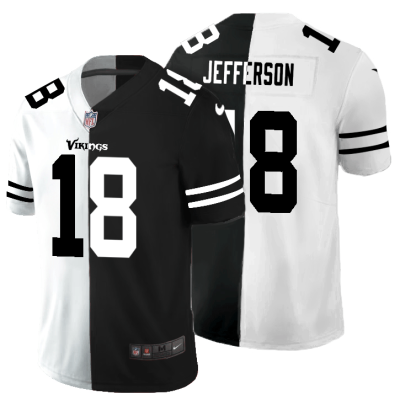 Minnesota Vikings #18 Justin Jefferson Black V White Peace Split Nike Vapor Untouchable Limited NFL Jersey