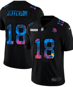 Minnesota Vikings #18 Justin Jefferson Nike Multi-Color Black 2020 NFL Crucial Catch Vapor Untouchable Limited Jersey