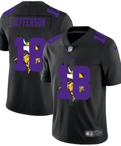 Minnesota Vikings #18 Justin Jefferson Nike Team Logo Dual Overlap Limited NFL Jersey Black