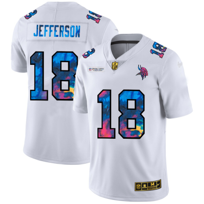 Minnesota Vikings #18 Justin Jefferson White Nike Multi-Color 2020 NFL Crucial Catch Limited NFL Jersey