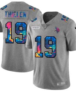 Minnesota Vikings #19 Adam Thielen Nike Multi-Color 2020 NFL Crucial Catch NFL Jersey Greyheather