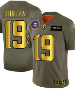 Minnesota Vikings #19 Adam Thielen NFL Nike Olive Gold 2019 Salute To Service Limited Jersey