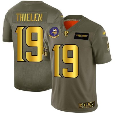 Minnesota Vikings #19 Adam Thielen NFL Nike Olive Gold 2019 Salute To Service Limited Jersey