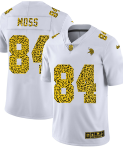 Minnesota Vikings #84 Randy Moss Nike Flocked Leopard Print Vapor Limited NFL Jersey White