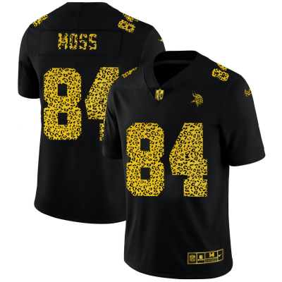 Minnesota Vikings #84 Randy Moss Nike Leopard Print Fashion Vapor Limited NFL Jersey Black