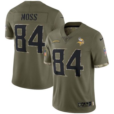 Minnesota Vikings #84 Randy Moss Nike 2022 Salute To Service Limited Jersey - Olive