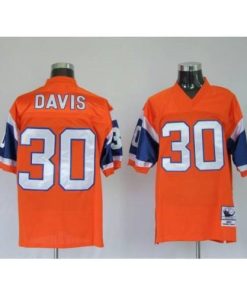Mitchel & Ness Denver Broncos #30 Terrell Davis Orange Stitched Throwback NFL Jersey