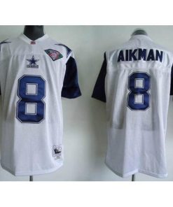 Mitchell & Ness Dallas Cowboys #8 Troy Aikman White Stitched Throwback NFL Jersey