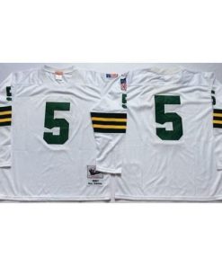 Mitchell And Ness 1961 Green Bay Packers #5 Paul Hornung White Throwback Stitched Jersey
