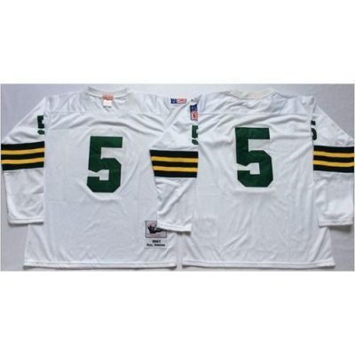 Mitchell And Ness 1961 Green Bay Packers #5 Paul Hornung White Throwback Stitched Jersey