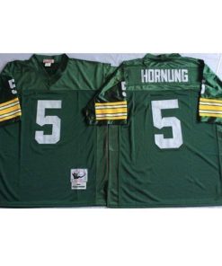 Mitchell And Ness 1966 Green Bay Packers #5 Paul Hornung Green Throwback Stitched Jersey
