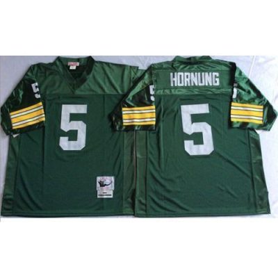 Mitchell And Ness 1966 Green Bay Packers #5 Paul Hornung Green Throwback Stitched Jersey