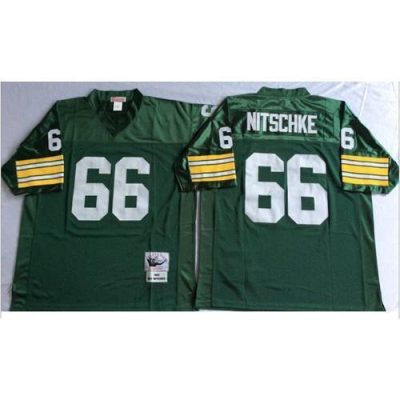 Mitchell And Ness 1966 Green Bay Packers #66 Ray Nitschke Green Throwback Stitched Jersey