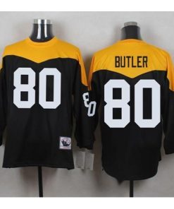 Mitchell And Ness 1967 Pittsburgh Steelers #80 Jack Butler Black/Yelllow Throwback Stitched NFL Jersey