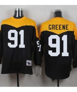 Mitchell And Ness 1967 Pittsburgh Steelers #91 Kevin Greene Black/Yelllow Throwback Stitched NFL Jersey