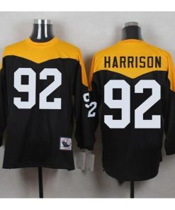 Mitchell And Ness 1967 Pittsburgh Steelers #92 James Harrison Black/Yelllow Throwback Stitched NFL Jersey