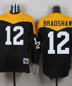 Mitchell And Ness 1967 Steelers #12 Terry Bradshaw Black/Yelllow Throwback Stitched NFL Jersey