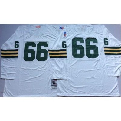 Mitchell And Ness 1969 Green Bay Packers #66 Ray Nitschke White Throwback Stitched Jersey