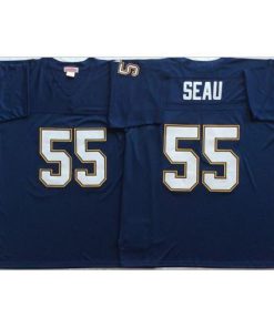 Mitchell And Ness 1994 Los Angeles Chargers #55 Junior Seau Navy Blue Throwback Stitched NFL Jersey