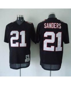 Mitchell And Ness Atlanta Falcons #21 Deion Sanders Black Stitched Throwback NFL Jersey