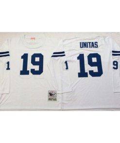 Mitchell And Ness Indianapolis Colts #19 Johnny Unitas White Throwback Stitched NFL Jersey