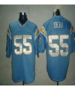 Mitchell And Ness Los Angeles Chargers #55 Junior Seau Light Blue Stitched NFL Jersey
