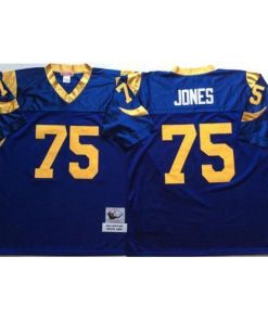 Mitchell And Ness Los Angeles Rams #75 Deacon Jones Blue Throwback Stitched NFL Jersey