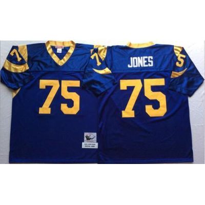 Mitchell And Ness Los Angeles Rams #75 Deacon Jones Blue Throwback Stitched NFL Jersey