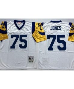 Mitchell And Ness Los Angeles Rams #75 Deacon Jones White Throwback Stitched NFL Jersey