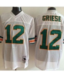 Mitchell And Ness Miami Dolphins #12 Bob Griese White Throwback Stitched NFL Jersey