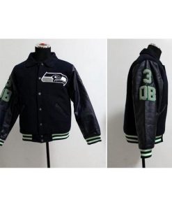 Mitchell And Ness NFL Seattle Seattle Seahawks #3 Russell Wilson Authentic Wool Jacket