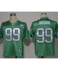 Mitchell And Ness Philadelphia Eagles #99 Jerome Brown Green Stitched Throwback NFL Jersey