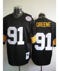 Mitchell And Ness Pittsburgh Steelers #91 Kevin Greene Black Stitched Throwback NFL Jersey