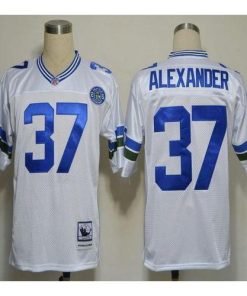 Mitchell And Ness Seattle Seahawks #37 Shaun Alexander White Stitched Throwback NFL Jersey