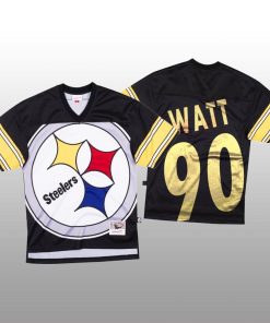 NFL Pittsburgh Steelers #90 T.J. Watt Black Mitchell & Nell Big Face Fashion Limited NFL Jersey