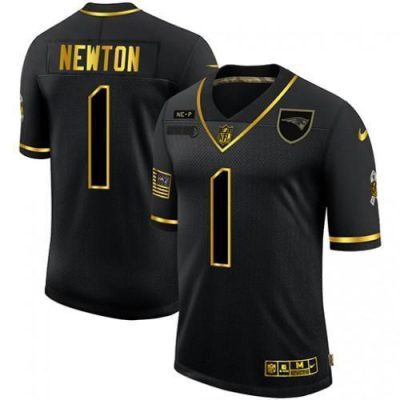 New England Patriots #1 Cam Newton Nike 2020 Salute To Service Golden Limited NFL Jersey Black