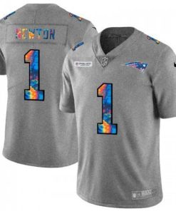 New England Patriots #1 Cam Newton Nike Multi-Color 2020 NFL Crucial Catch NFL Jersey Greyheather