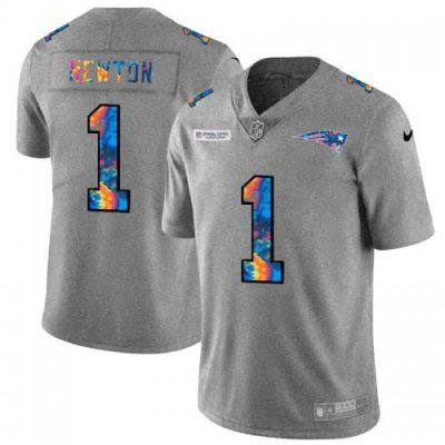 New England Patriots #1 Cam Newton Nike Multi-Color 2020 NFL Crucial Catch NFL Jersey Greyheather