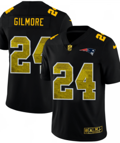 New England Patriots #24 Stephon Gilmore Black Nike Golden Sequin Vapor Limited NFL Jersey