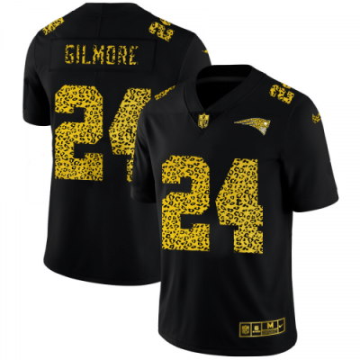New England Patriots #24 Stephon Gilmore Nike Leopard Print Fashion Vapor Limited NFL Jersey Black