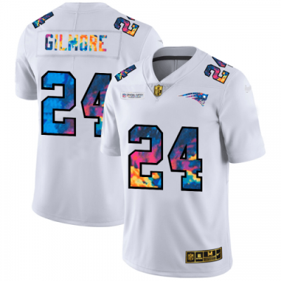 New England Patriots #24 Stephon Gilmore White Nike Multi-Color 2020 NFL Crucial Catch Limited NFL Jersey
