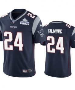 New England Patriots #24 Stephon Gilmore Navy Super Bowl LIII Champions Vapor Limited NFL Jersey
