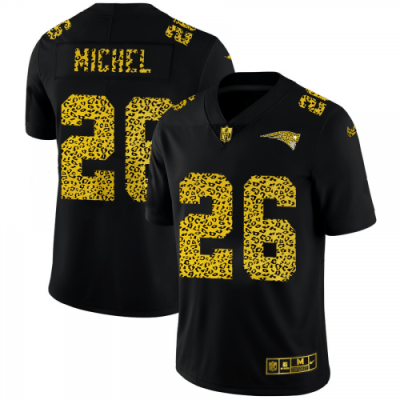 New England Patriots #26 Sony Michel Nike Leopard Print Fashion Vapor Limited NFL Jersey Black