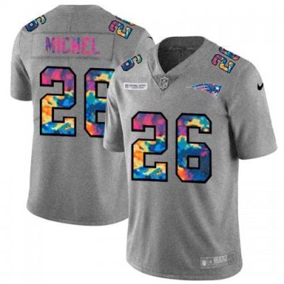New England Patriots #26 Sony Michel Nike Multi-Color 2020 NFL Crucial Catch NFL Jersey Greyheather