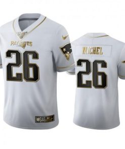 New England Patriots #26 Sony Michel Nike White Golden Edition Vapor Limited NFL 100 Jersey