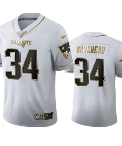 New England Patriots #34 Rex Burkhead Nike White Golden Edition Vapor Limited NFL 100 Jersey