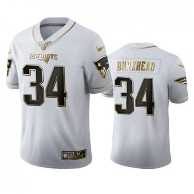 New England Patriots #34 Rex Burkhead Nike White Golden Edition Vapor Limited NFL 100 Jersey