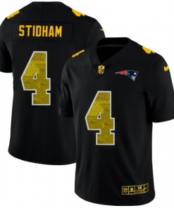 New England Patriots #4 Jarrett Stidham Black Nike Golden Sequin Vapor Limited NFL Jersey